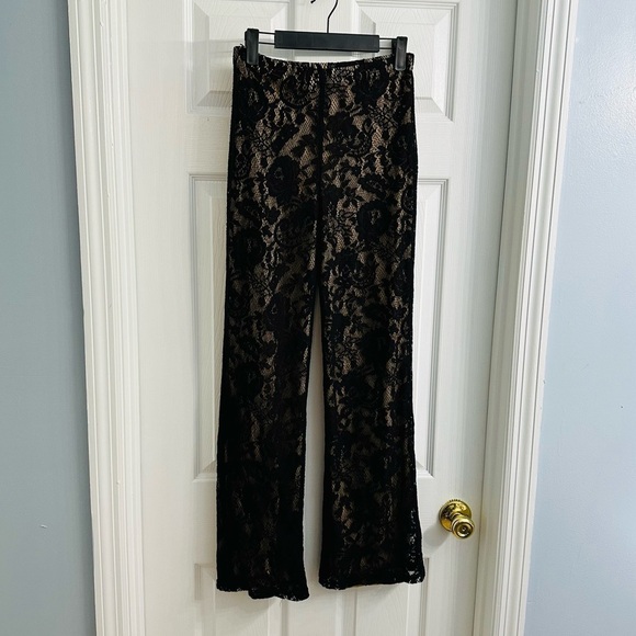 Vintage Pants Y2K Lace Black Floral Gothic Whimsigoth Wide Leg Size Small - Picture 3 of 6